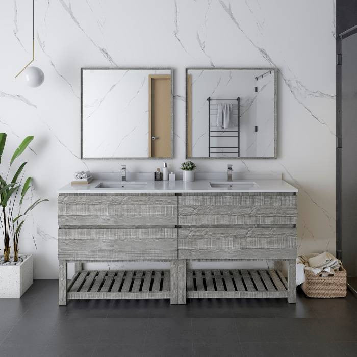 Fresca Formosa Modern 72" Ash Open Bottom Double Sink Bathroom Vanity