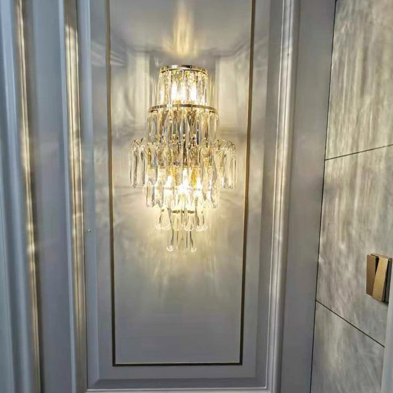 Coslada | Gold/chrome crystal wall sconce, Cool Light