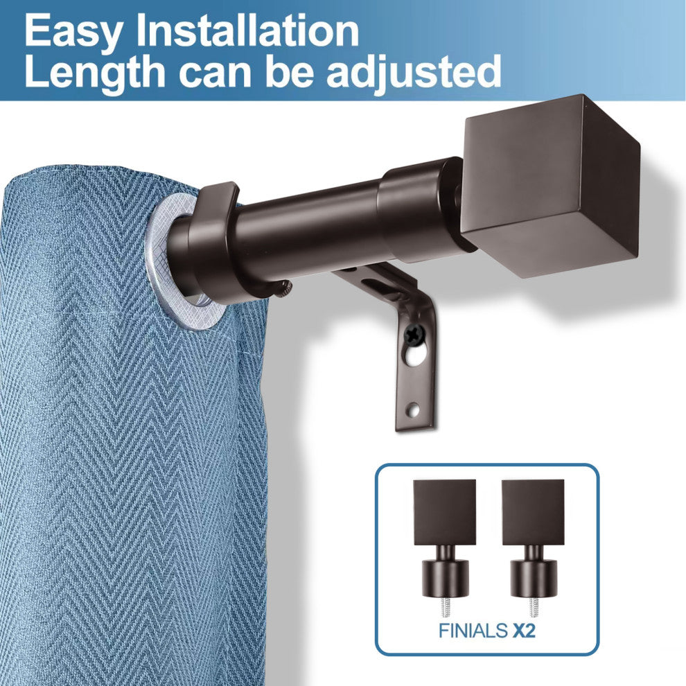 1" Wright Adjustable Curtain Rod, Bronze, 48"-84"
