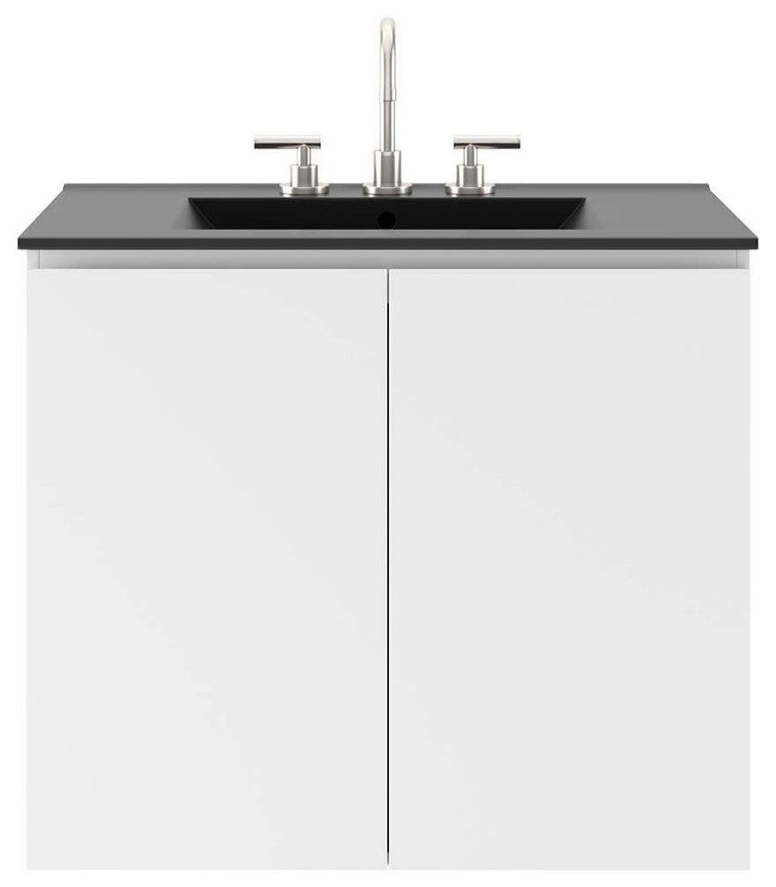 Bryn 30" Wall-Mount Bathroom Vanity, White Black