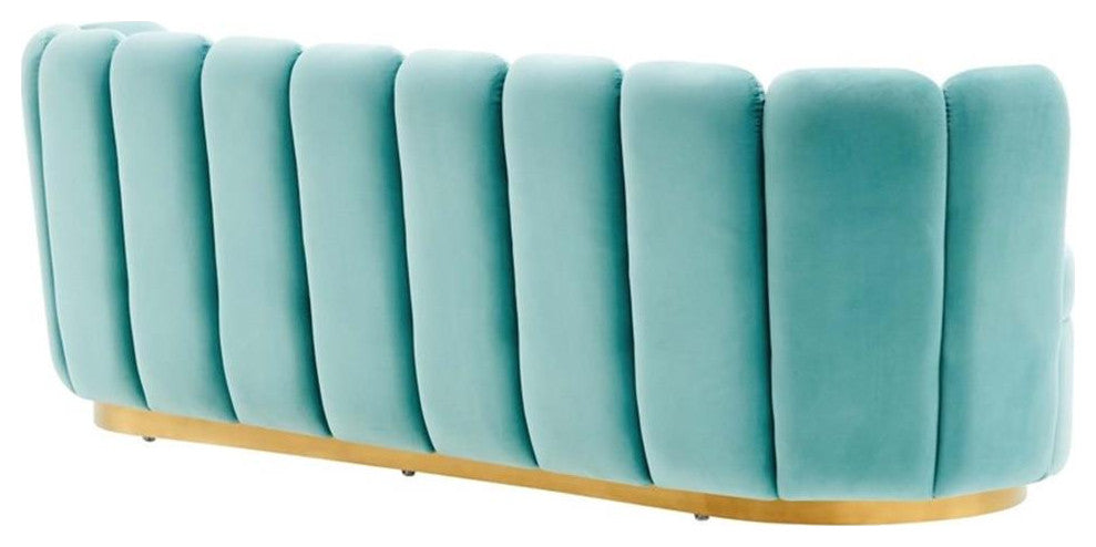 Victoria Channel Tufted Performance Velvet Sofa, Mint