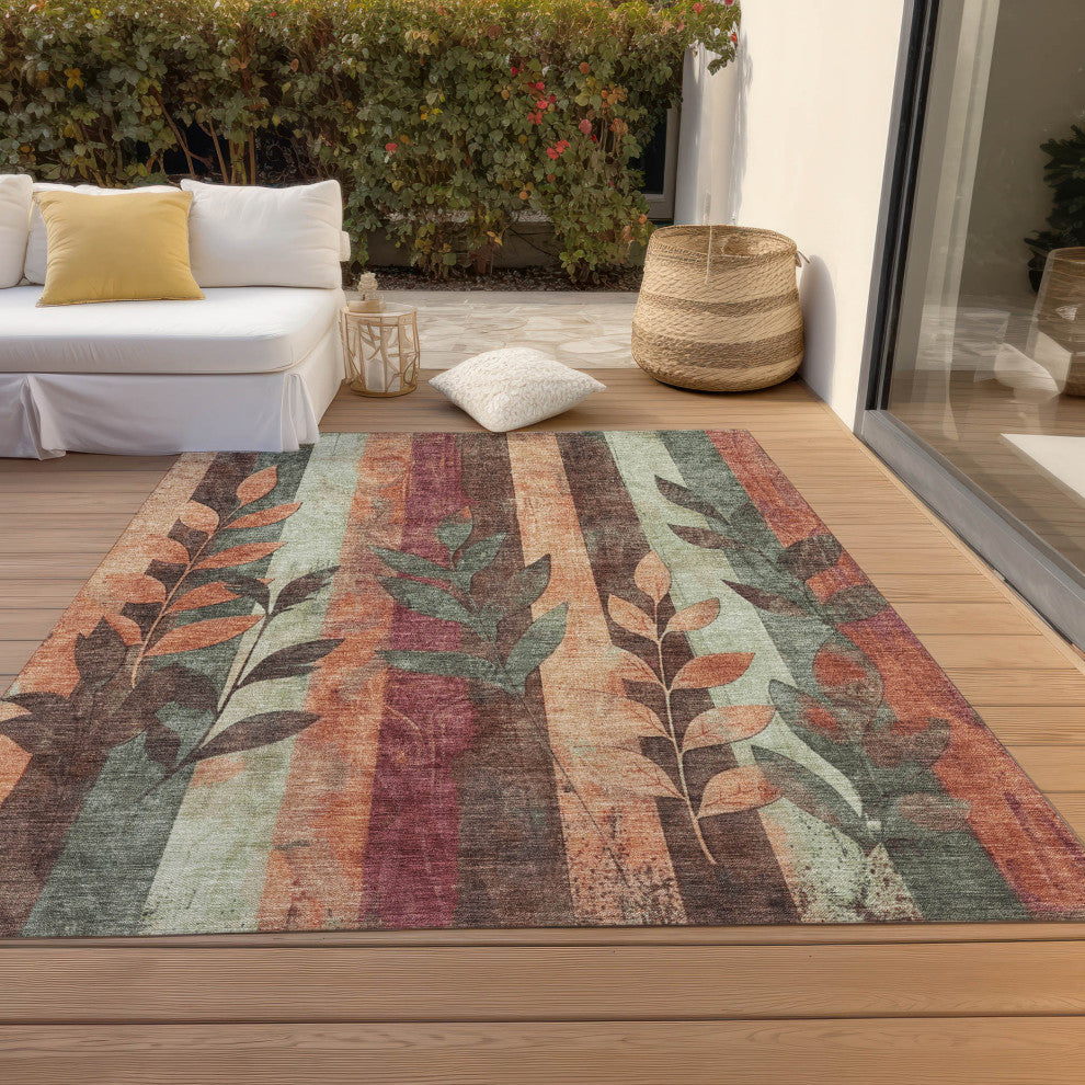 Machine Washable Indoor/Outdoor Chantille ACN1871 Clay 9' x 12' Rug