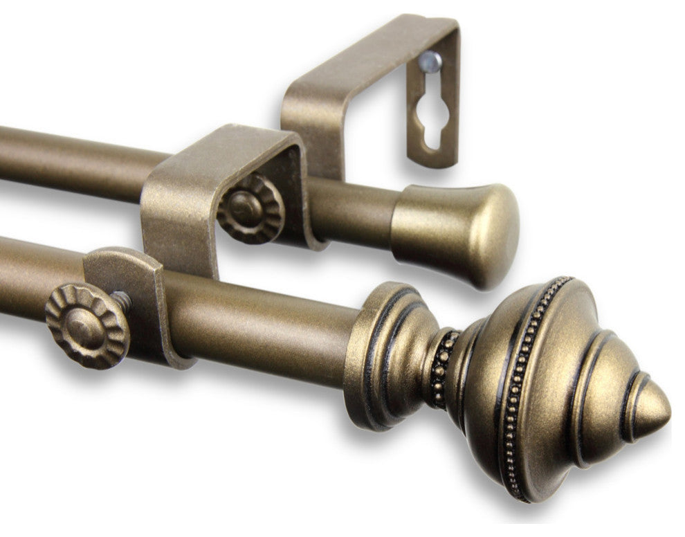 Augustus Double Curtain Rod 5/8" Dia. 28-48", Antique Gold