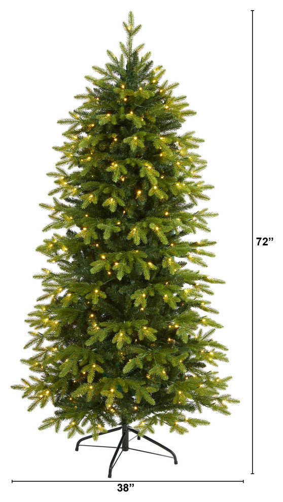 6' Belgium Fir Natural Look Artificial Christmas Tree With 300 Clear LED Lights