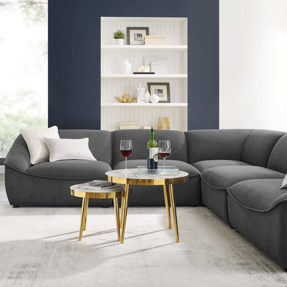 Sectional Sofa Set, Fabric, Dark Gray, Modern, Living Lounge Hospitality