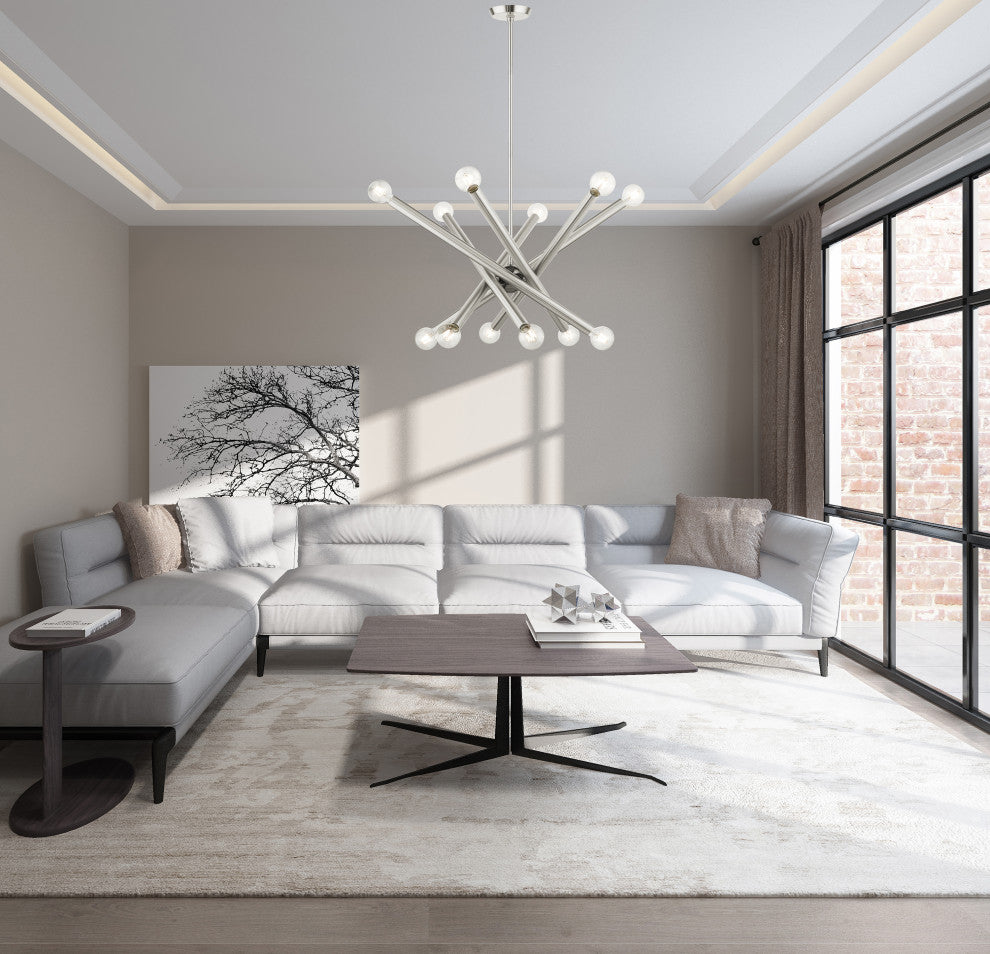 Brushed Nickel Modern, Urban, Sputnik, Dynamic, Timeless Chandelier