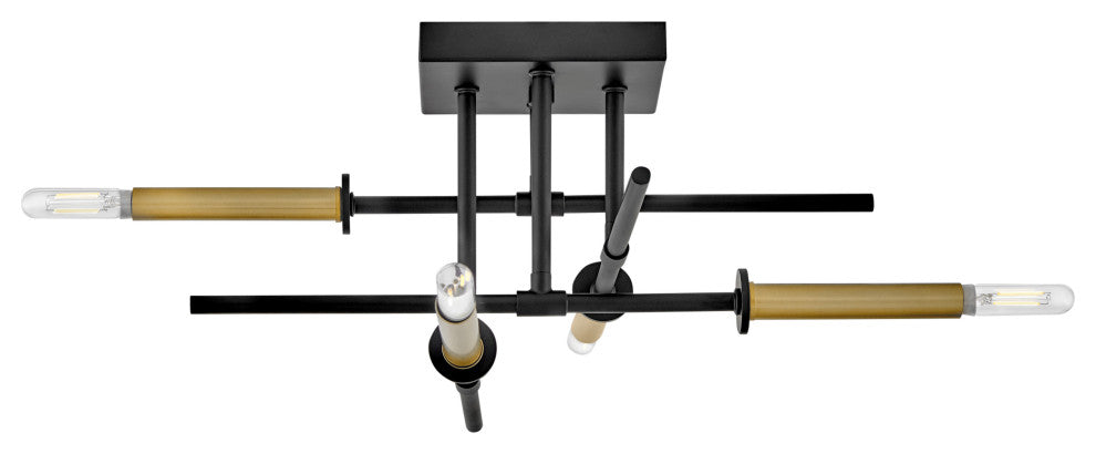 Lark 83073 Hux 4 Light 20"W Semi-Flush Ceiling Fixture - Black