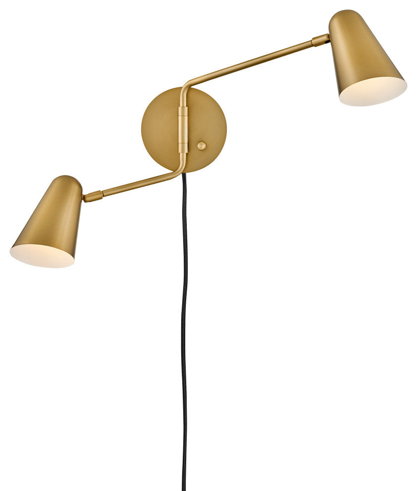 Lark Birdie 22.75" Two Light Sconce, Matte White + Lacquered Brass