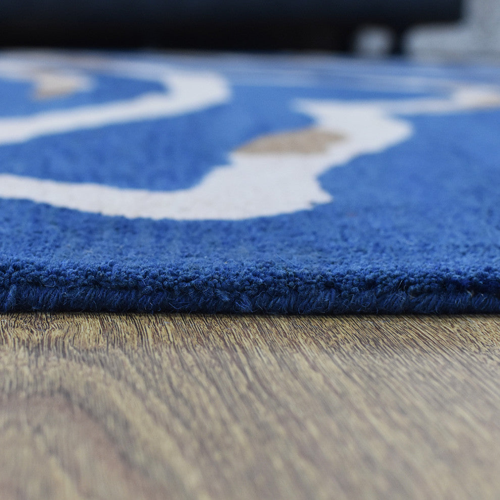 HAND TUFTED WOOL ECO-FRIENDLY AREA RUGS - Square,Blue,Contemporary