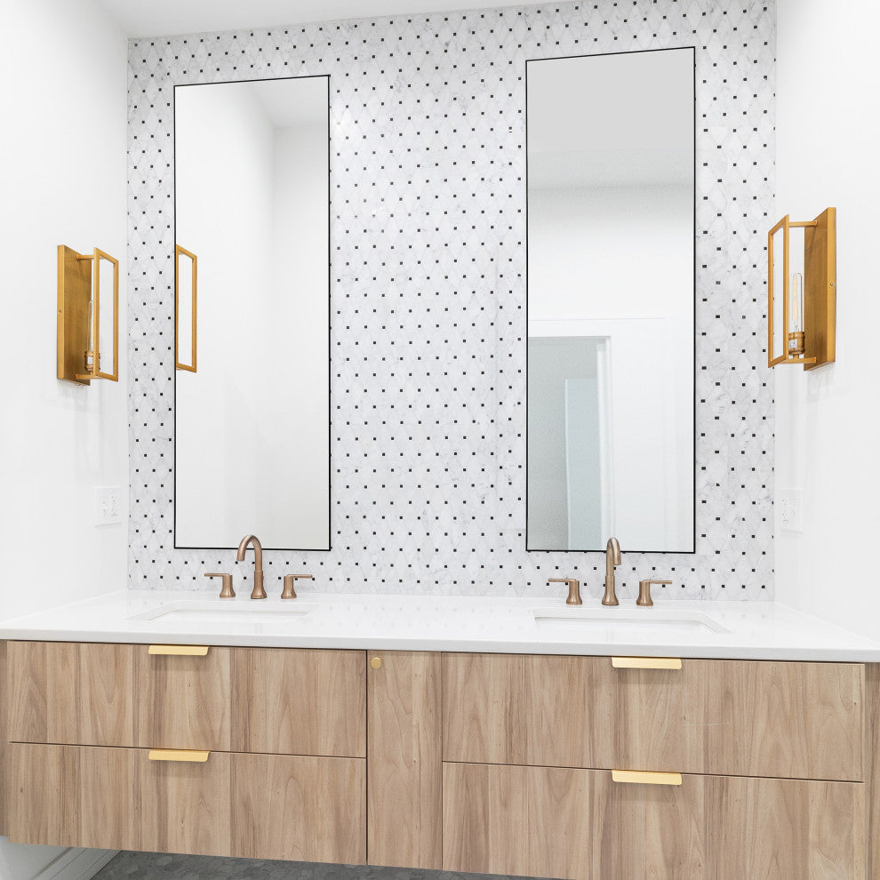 Sleek Contemporary 60" x 20" Rectangular Wall Mirror, Black Finish