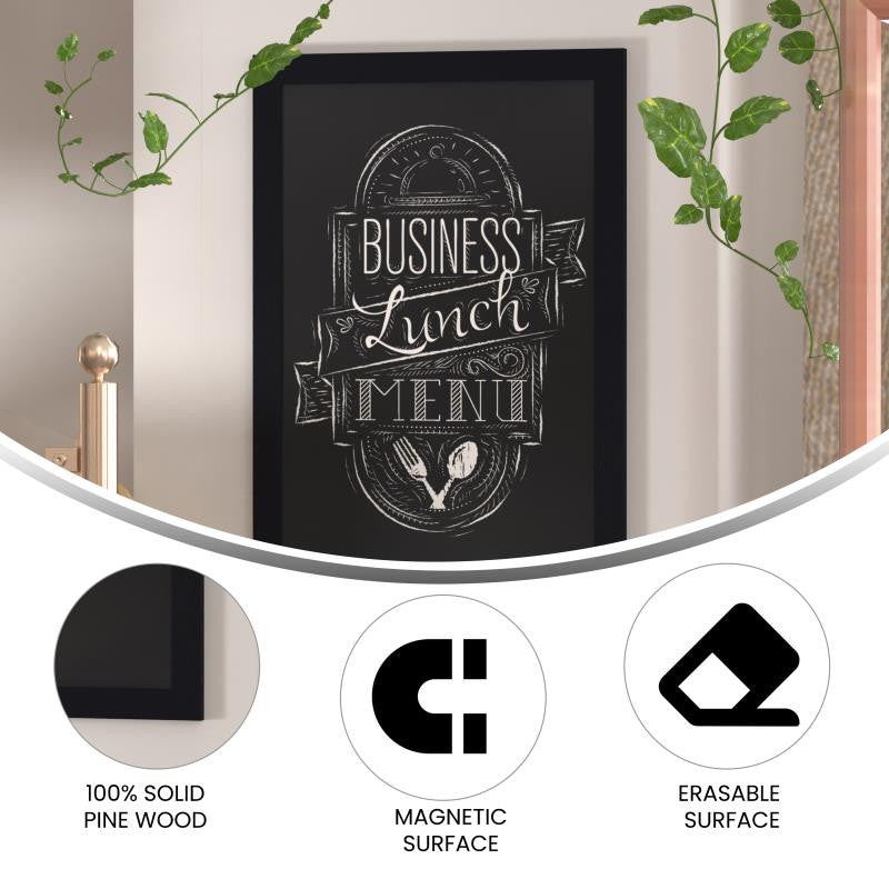Canterbury Wall Mount Magnetic Chalkboard Sign Set, Black, 24" X 36"