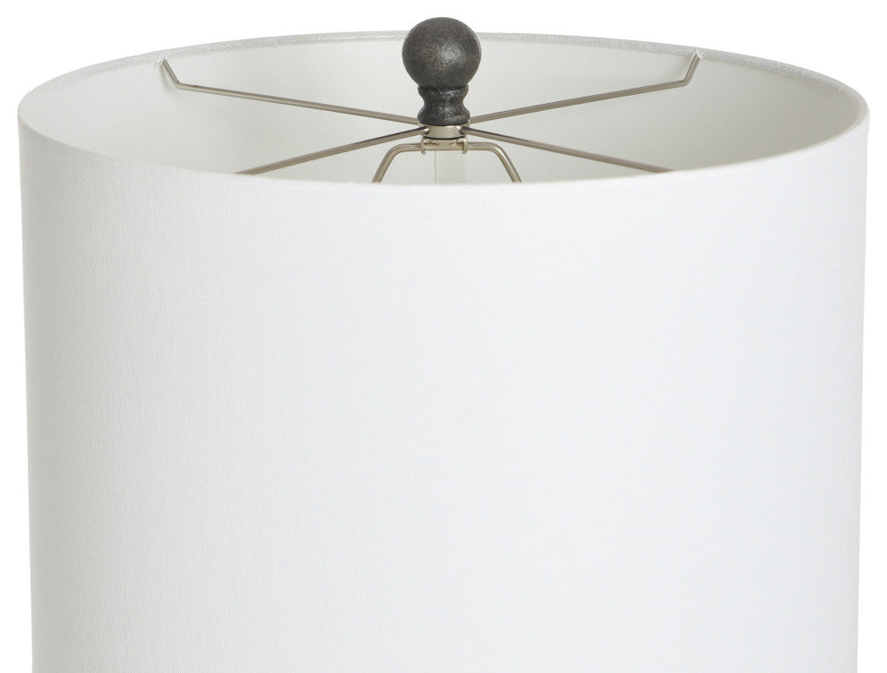 Charlotte Polyresin Table Lamp 32"H, Matte Black, Off-White Linen Hardback Shade