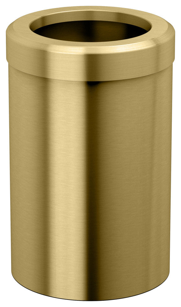 Round Modern Wastebasket, Brushed Brass