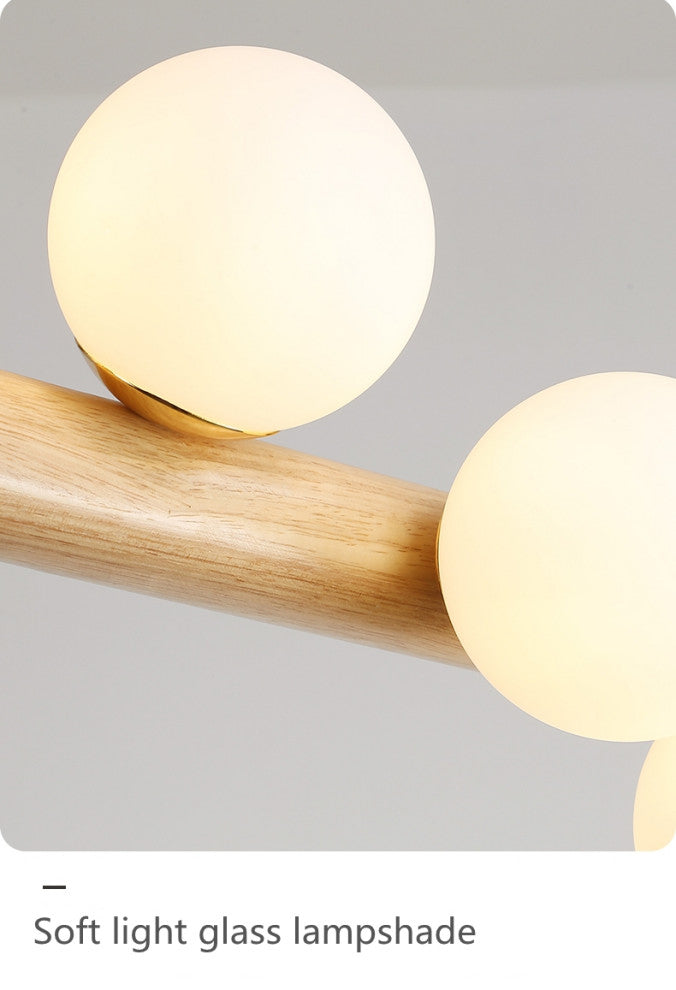 Acquanegra sul Chiese | Nordic Wood color Glass ball LED Chandelier , Wood