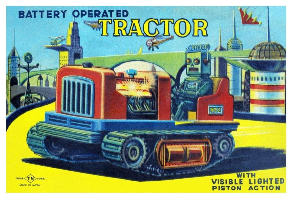 "Battery Operated Tractor" Digital Paper Print by Retrotrans, 42"x29"
