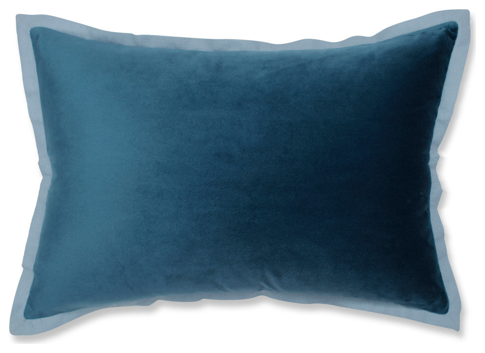 Velvet Flange Teal Rectangular Throw Pillow