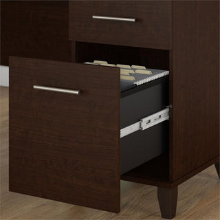 Pemberly Row Contemporary 60W L Shaped Desk with Hutch in Mocha Cherry