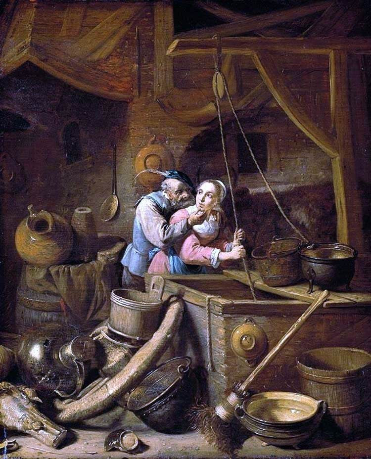 Herman Saftleven Barn Interior, 20"x25" Wall Decal
