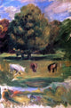 Pierre Auguste Renoir Landscape With Horses, 18"x27" Wall Decal