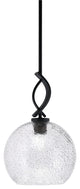 Cavella 1 Light Stem Mini Pendant, Matte Black Finish, 9.5" Smoke Bubble Glass