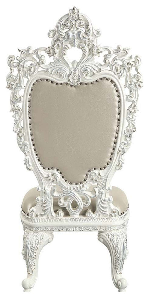 Benzara BM262141 S/2 Side Chair With Oversized Crown Top & Button Tufting, White