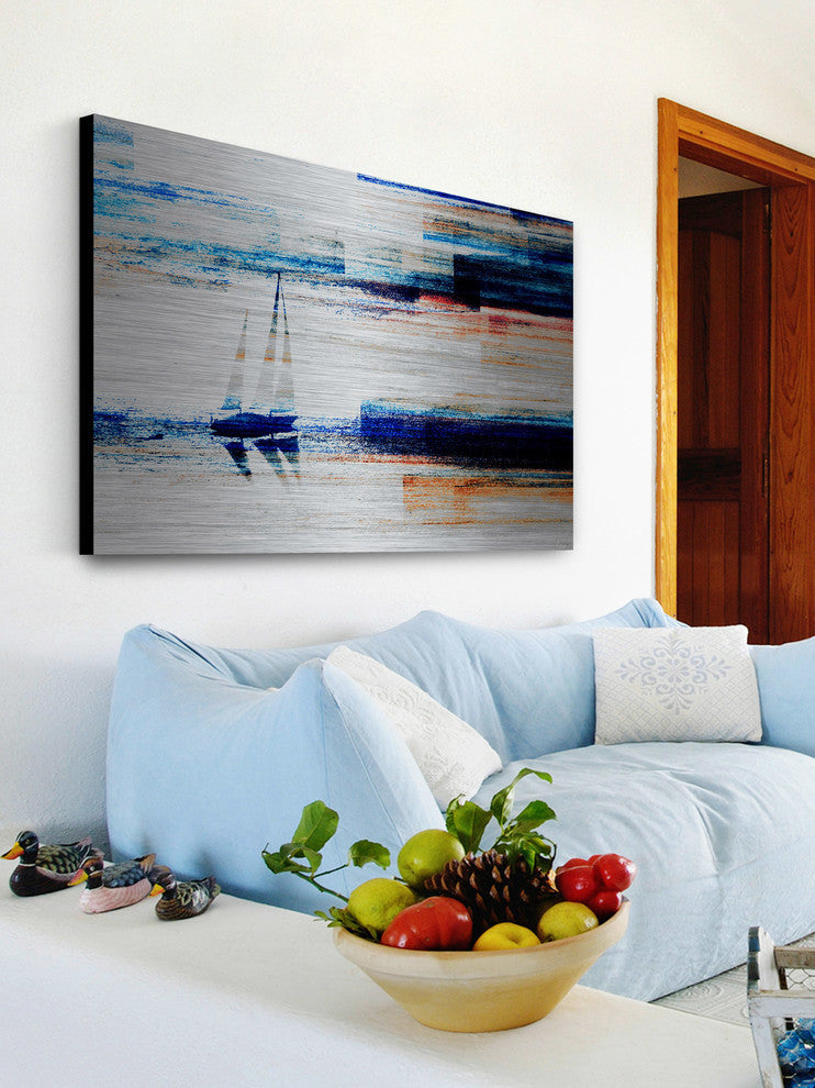 "Aegean Sea" UV Ink Print on Brushed  Aluminum, 45"x30"