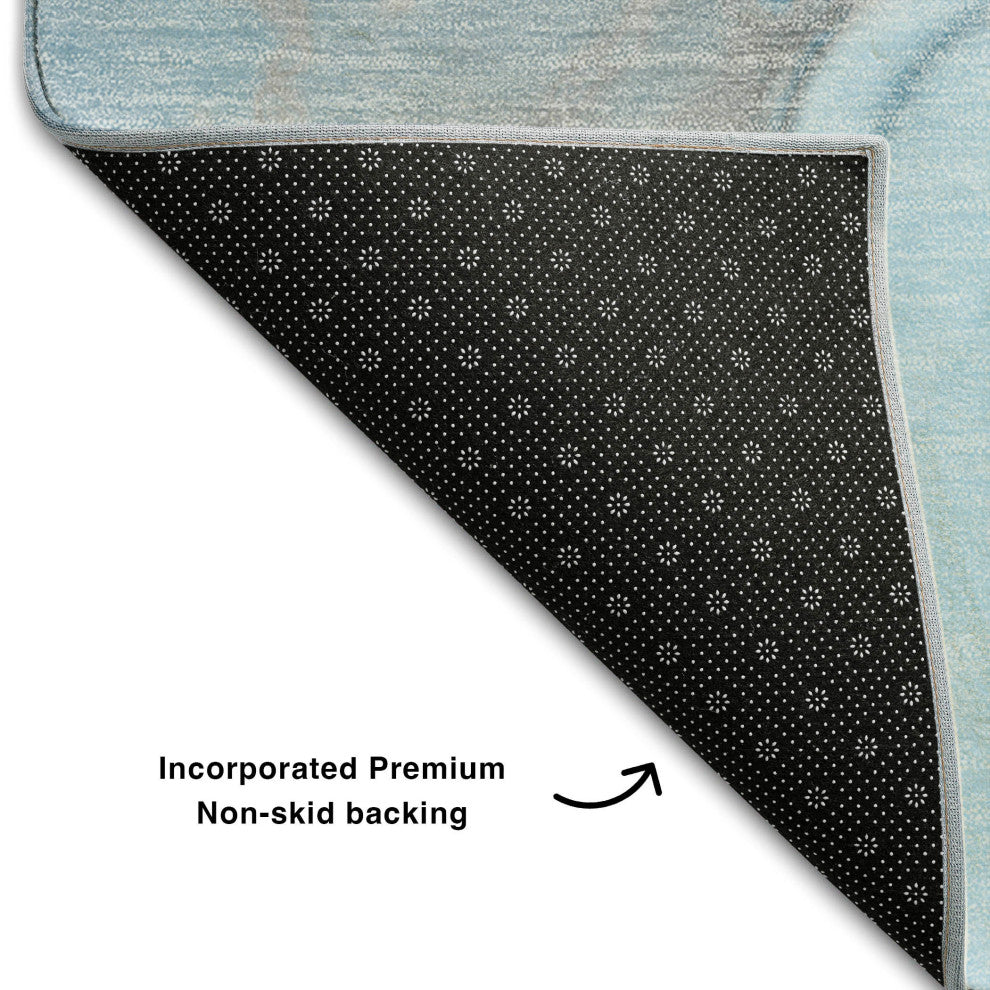 Premium Machine Washable Mayfield AMF506 Blue 8' x 10' Rug