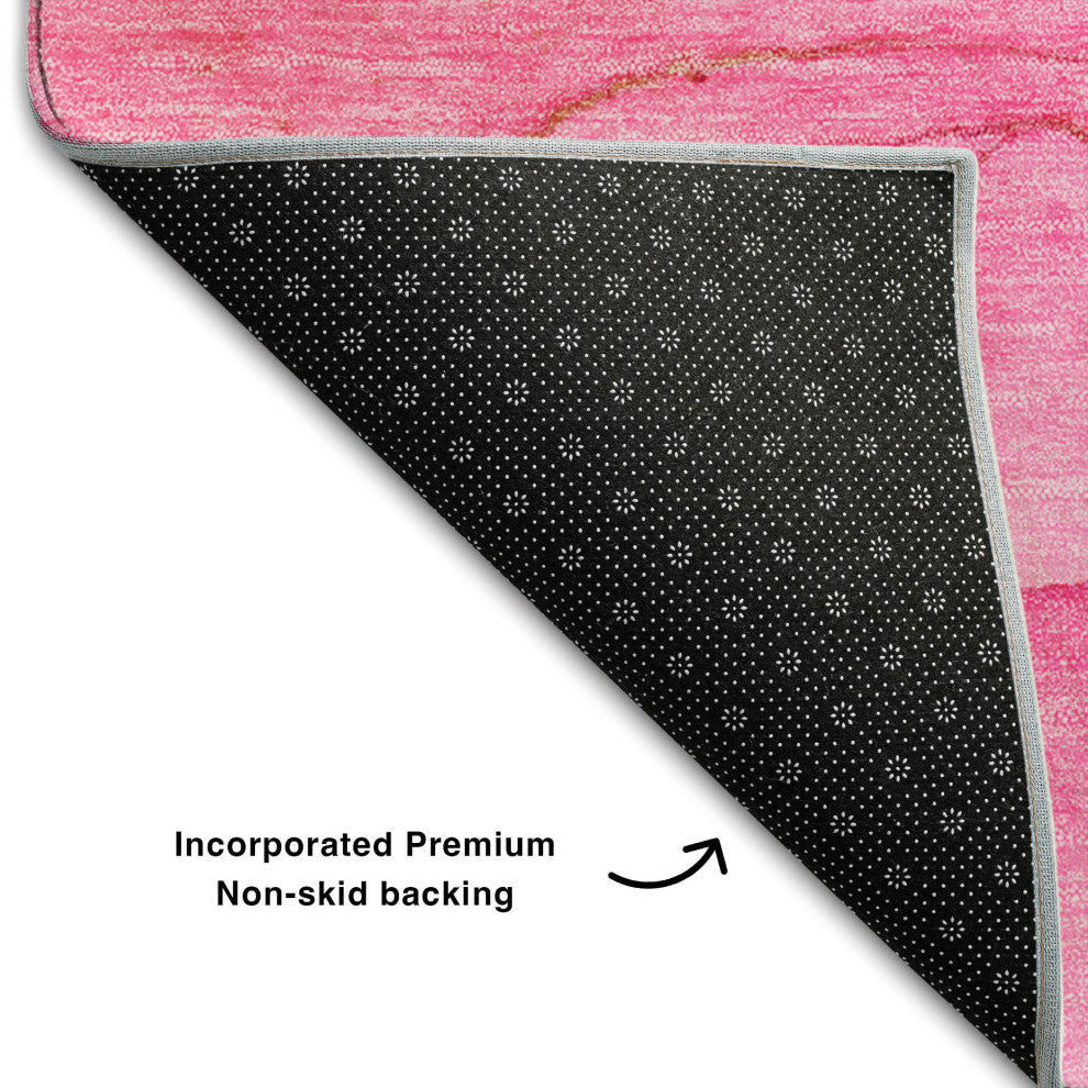 Premium Machine Washable Mayfield AMF507 Pink 8'' x 8'' Round Rug