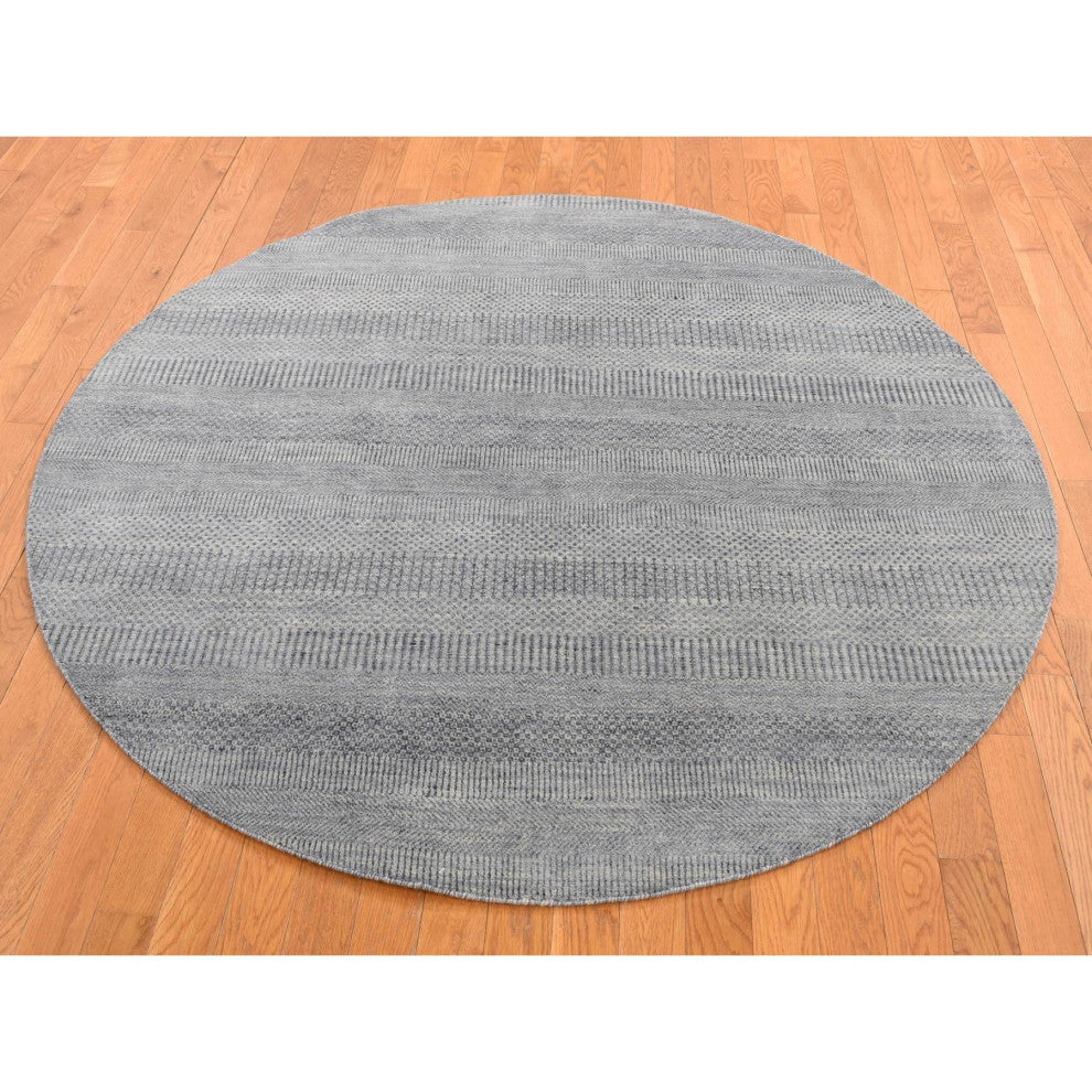 Misty Gray Grass Design 100% Wool Hand Knotted Round Oriental Rug 8' x 8'