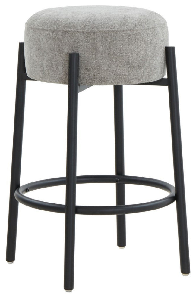 Safavieh Couture Paisleigh Boucle Metal Leg Counter Stool, Grey/Black