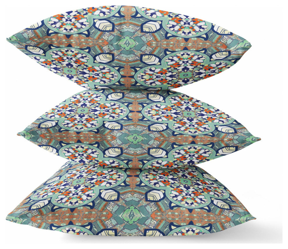 18" Green Orange Cloverleaf Indoor Outdoor Throw Pillow