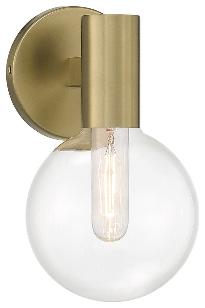 Wright 1-Light Wall Sconce, Matte Black, Warm Brass