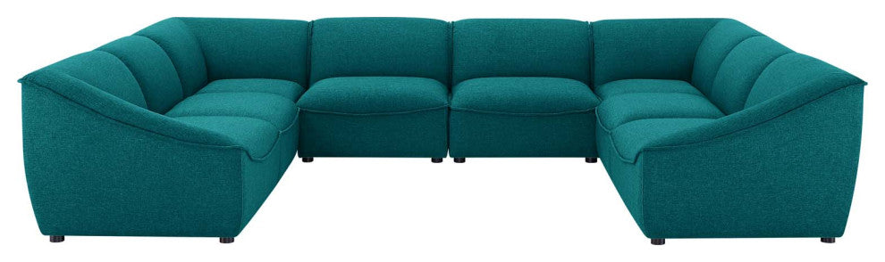 Sectional Sofa Set, Fabric, Teal Blue, Modern, Living Lounge Hotel Hospitality