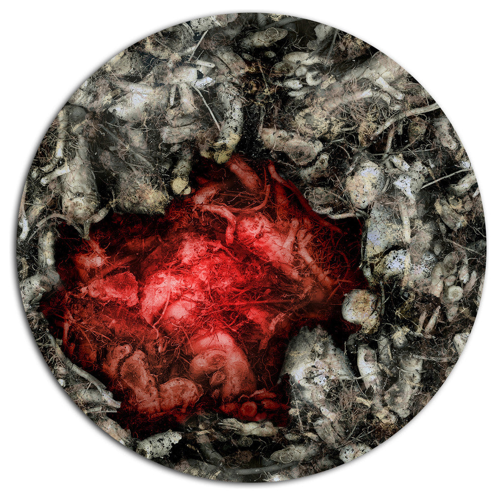 Abstract Red Artistic Background, Abstract Round Metal Wall Art, 38"