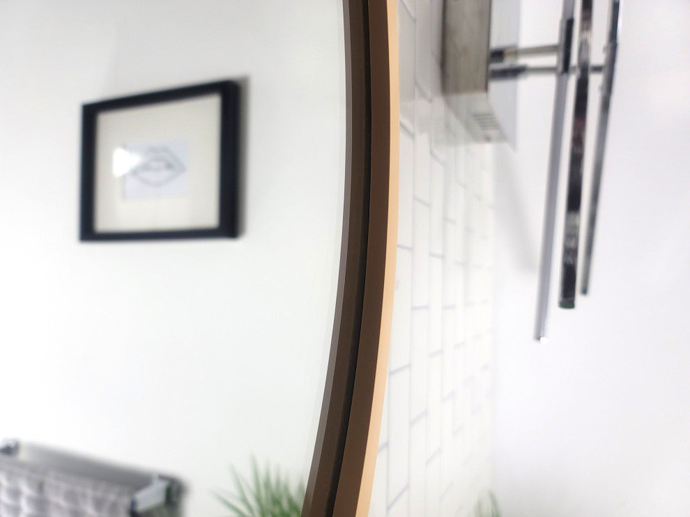 Thompson 24 in. x 24 in. Round Solid Wood Framed Wall Mirror in Natural Wood