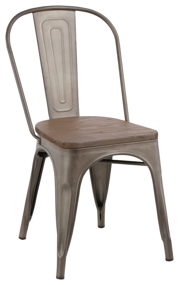 Tradd Metal and Wood Bistro Side Chairs, Set of 4, Distressed