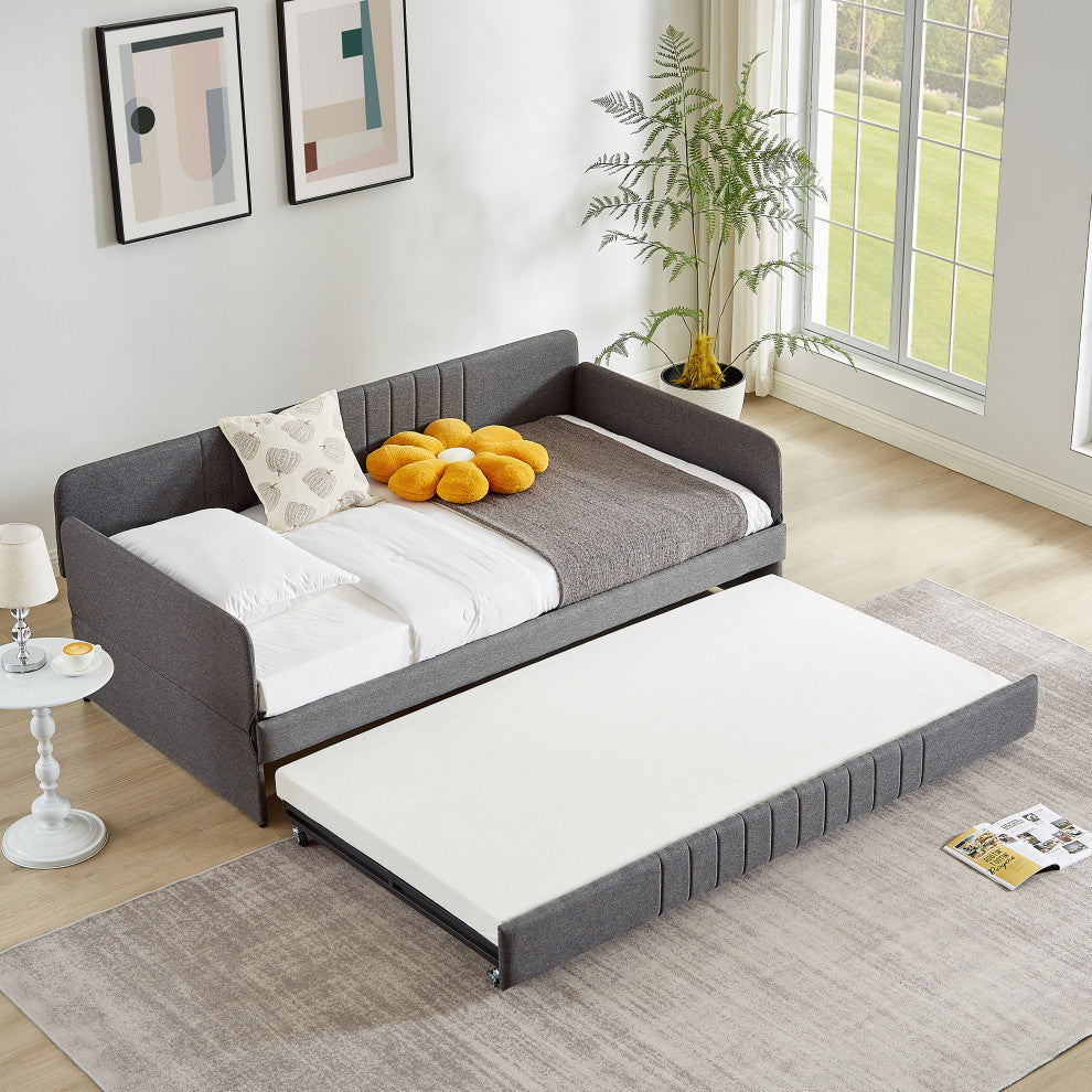 Gewnee sofa bed metal framed with trundle twin size