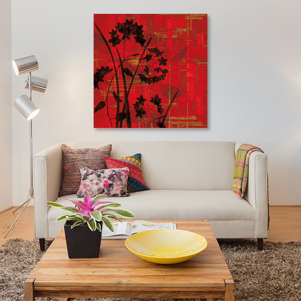 "Silhouette On Red" by Erin Lange, Canvas Print, 18"x18"