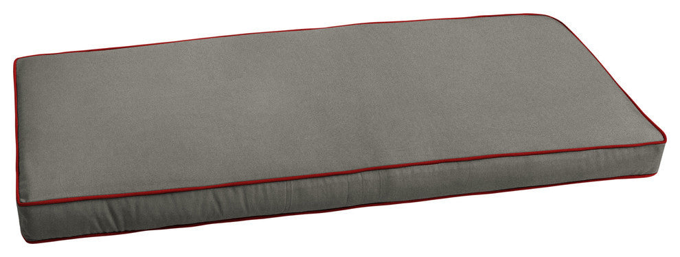 Sunbrella Charcoal Gray With Jockey Red Outdoor Bench Cushion 37-48", Corded