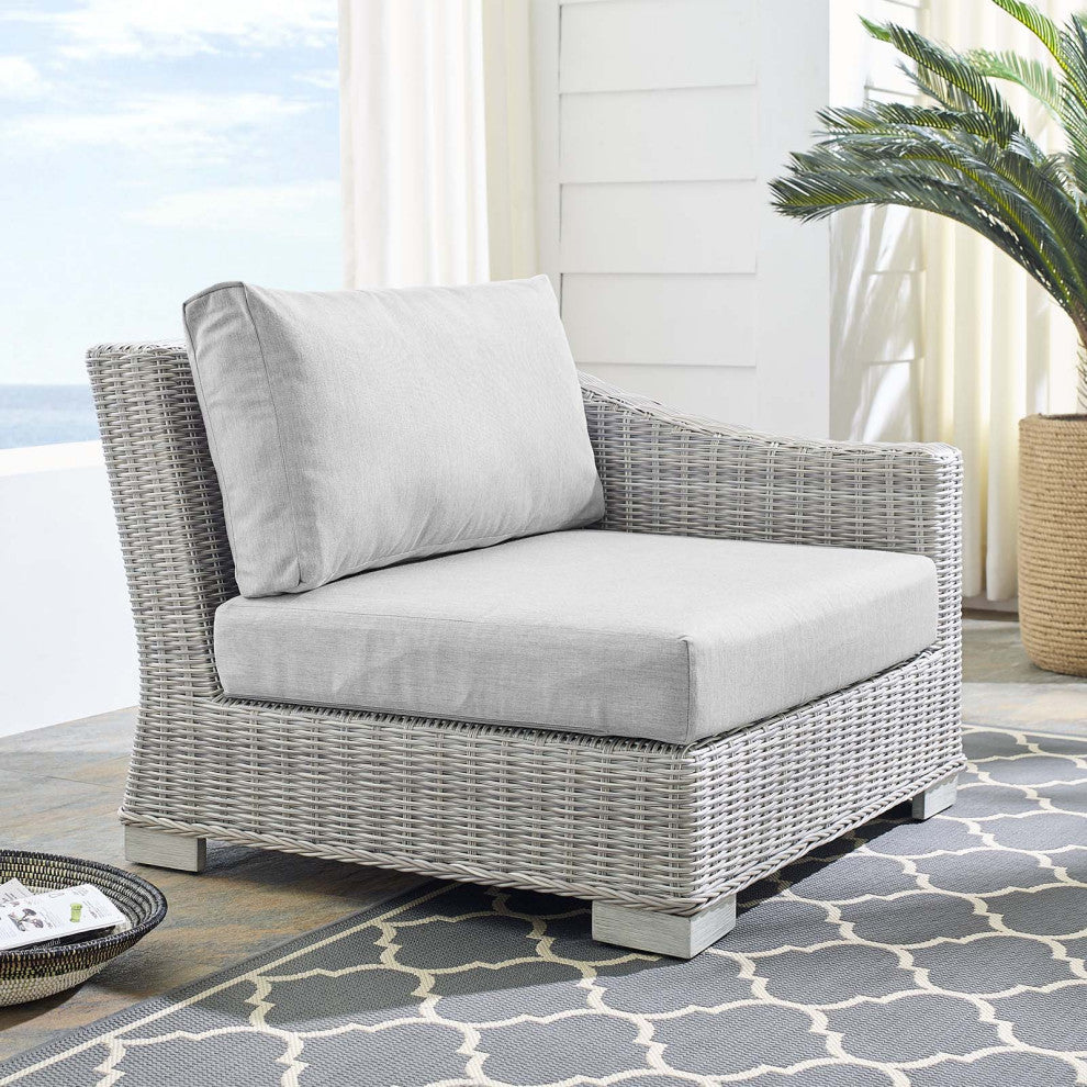 Lounge Chair, Sunbrella, Rattan, Wicker, Gray, Modern, Outdoor Patio Cafe