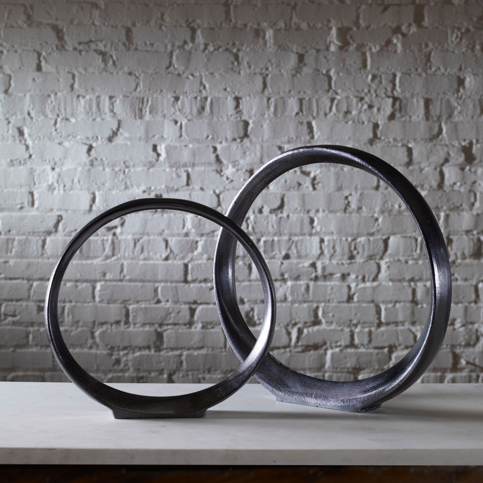 Uttermost Orbits Black Ring Sculptures, 2-Piece Set