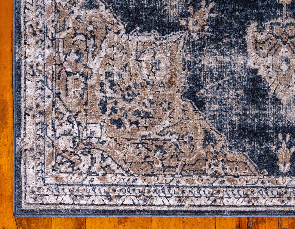 Unique Loom Dark Blue Chateau Roosevelt 2' 2 x 6' 7 Runner Rug