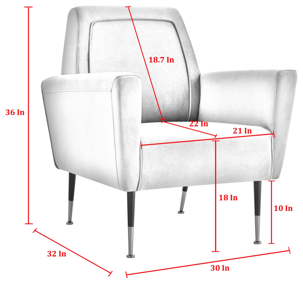 Inspired Home Holt Accent Chair Velvet/Linen 30Lx32Wx36H, Light Gray