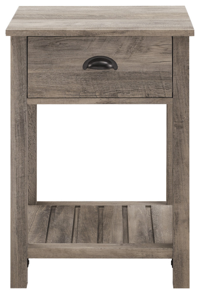 18" Country Single Drawer Side Table, Gray Wash