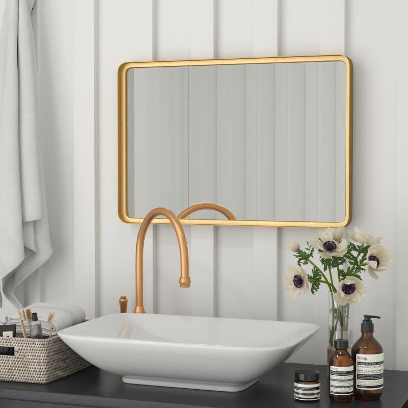 Janinne Decorative Wall Mirror, Matte Gold, 20"x30"