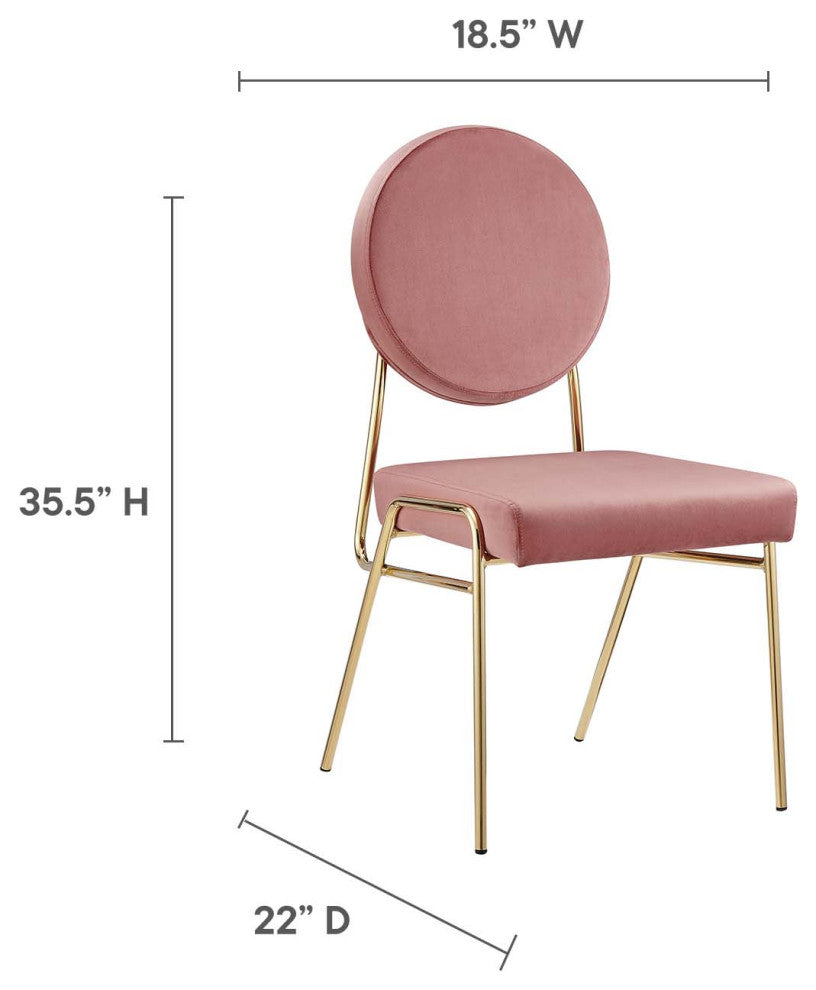 Craft Performance Velvet Dining Side Chair, Gold Dusty Rose