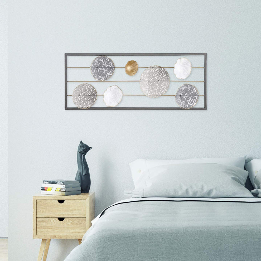 Framed Floating Circles Rectangular Abstract Wall Decor