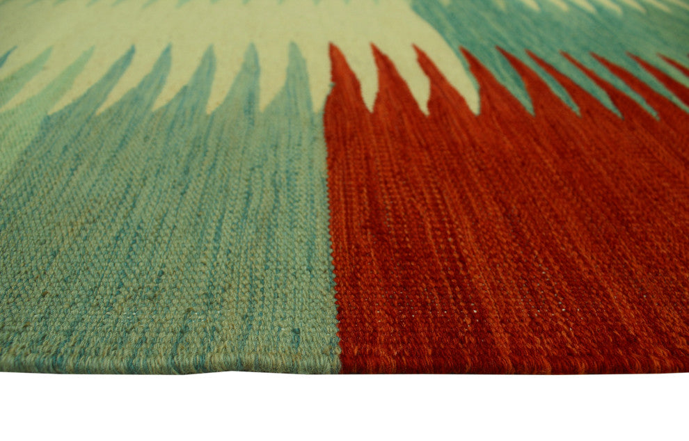 Hand-Woven Winchester Kilim Nilsa Ivory/Rust Rug, 8'2x9'10