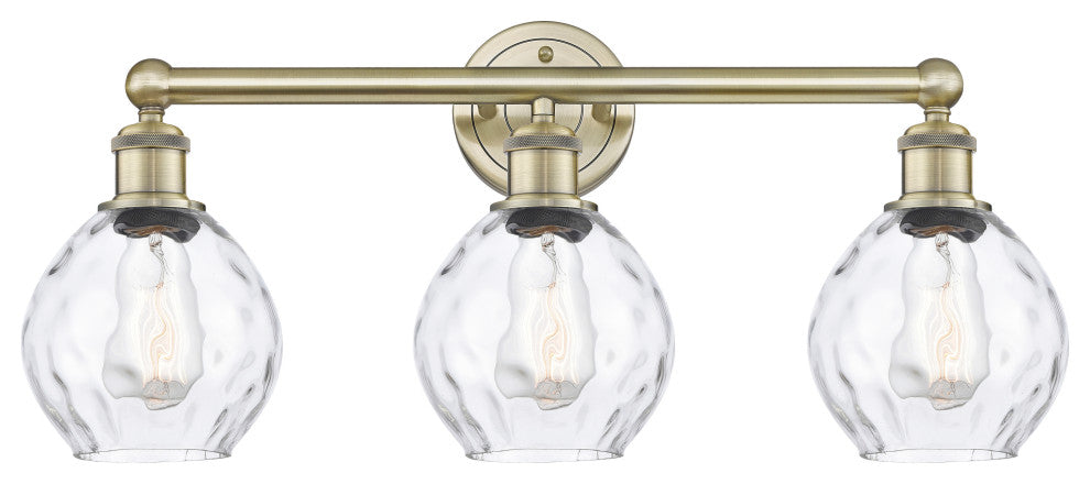 Waverly 3-Light 24" Bath Vanity Light, Antique Brass Finish, Clear Shade