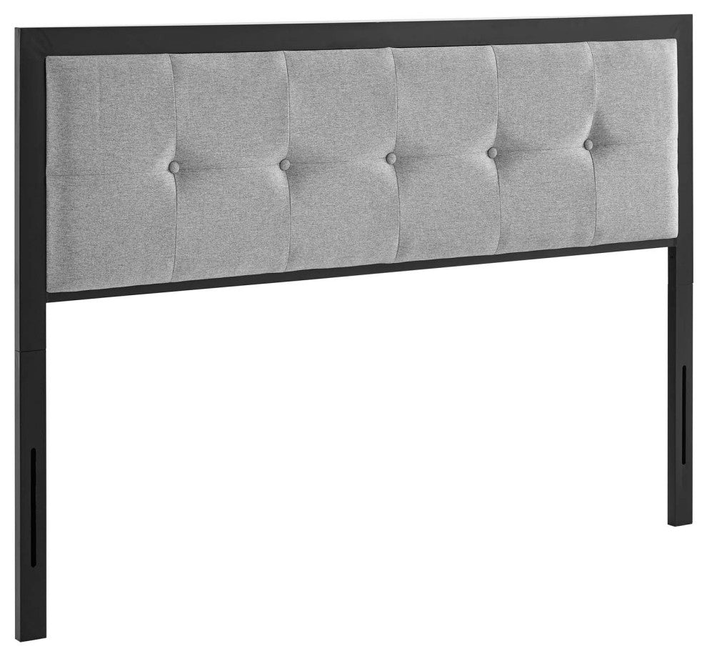 Teagan Tufted Full Headboard - Black Light Gray